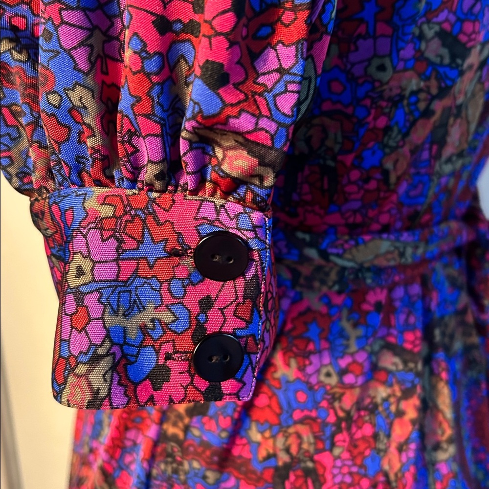 Vintage Betsy Johnson floral stain glass wrap dress - Picture 5 of 11